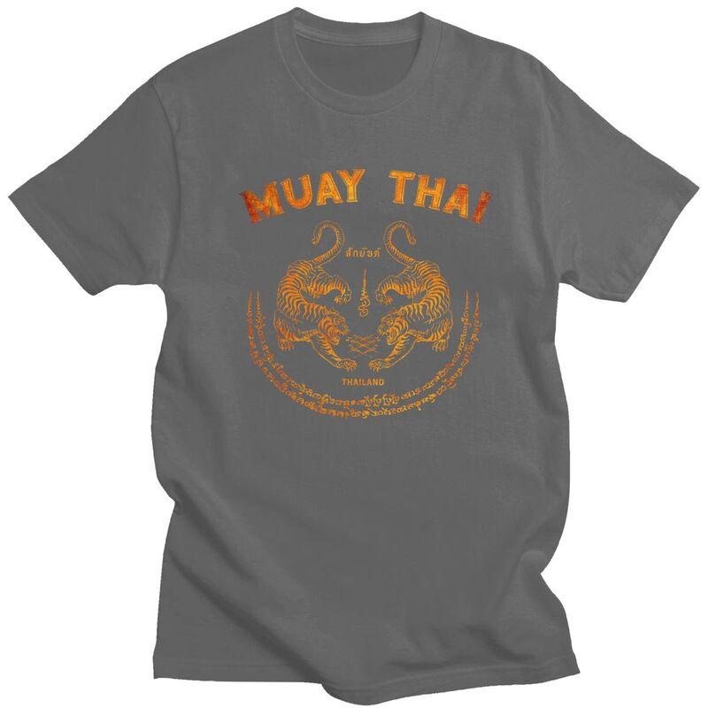 Custom Cool Muay Thai Tiger T Shirt Men Short Sleeve 100 Cotton Tshirt Leisure Sak Yant Tattoo Kickboxing Thailand Tees