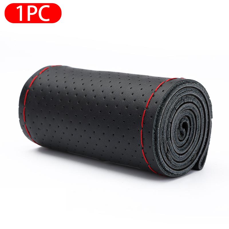 Seametal Genuine Car Leather Steering Wheel Cover Diy Braid Case Needles Thread Fit For 38cm Diameter