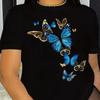 Butterfly Print T-shirt, Short Sleeve Crew Neck Casual Top for Summer Spring, Women's Clothing Tee For Adult, Men, Women, Teen,