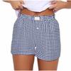 Shorts voor Dames Tiener-meisjes Elastische Tailleband Pull-on Rood Blauw Geruite Shorts Outfit Casual Lounge Zomer Shorts