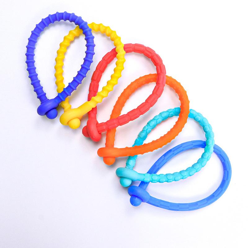 Toys 6PCS Sensory Stick Textured Silicone Stretchy Strings Fidget for Calming Down Anxiety ADHD Autism Stress Relief Gifts