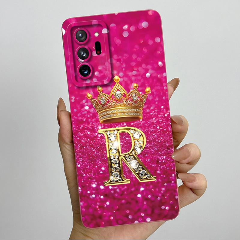Case For Samsung Galaxy Note 20 Ultra Luxury Crown Letter Liquid Silicone Back Cover Soft Funda For Samsung Note20 20Ultra Coque