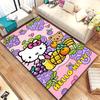 Cute Hello Kitty cartoon print rug, non-slip and stain-resistant, perfect for bedroom and living room home decor.
