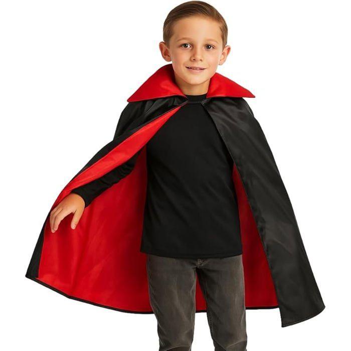 Children's Costume - SIROCO - Black and Red Cape - One Size 3 To 6 Years - Polyester - Comfortable