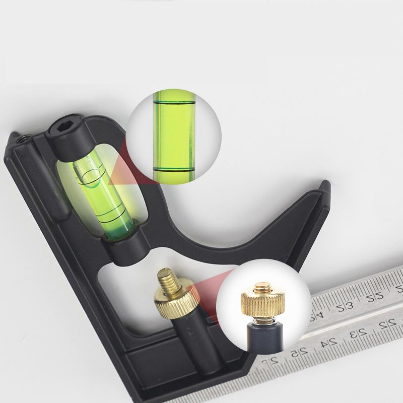 Règle à angle droit combinée réglable de 12 pouces 45/90 degrés avec niveau à bulle