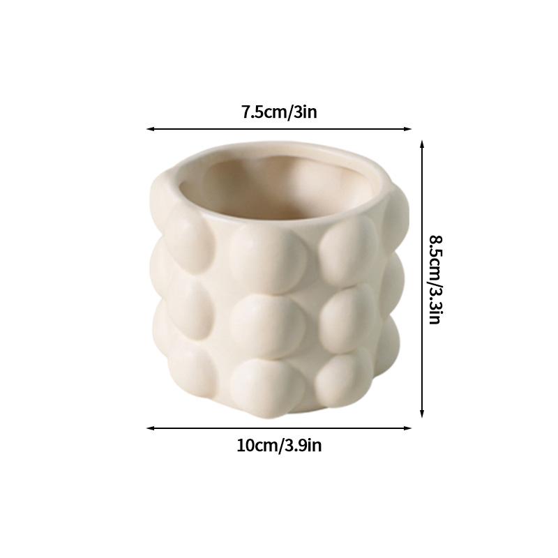 Ceramic Small Flowerpot Cream Colored Succulent Plant Pot Desktop Green Plant Potted Decoration Ins Style Home Ornament Decor