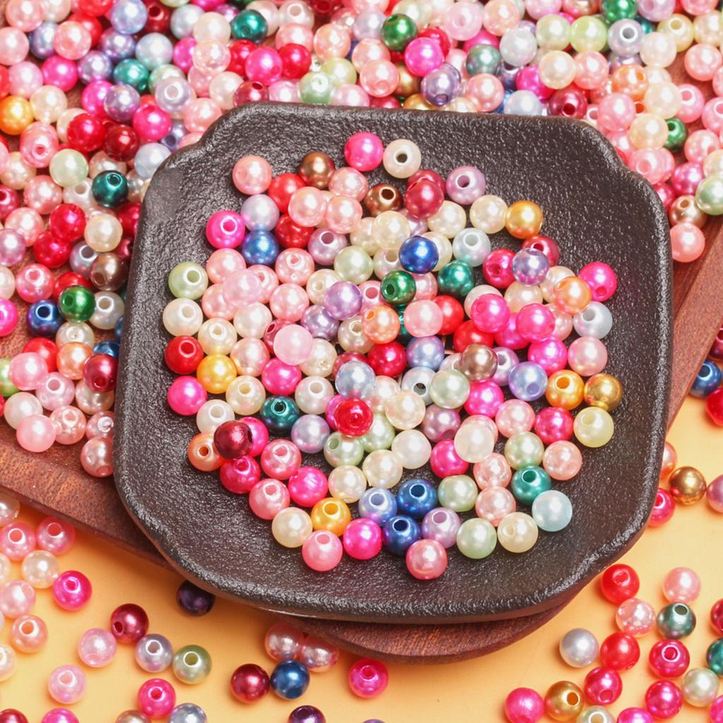 500g/Pack About 3330/1780 Pcs for Necklace Bracelet Earrings Jewelry Acrylic Round 6/8mm DIY Spacer Loose Beads