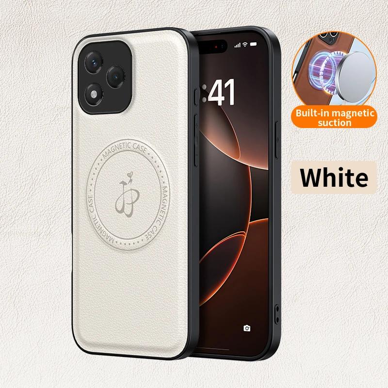 Wireless Charging Magnetic Case for Honor 400 Lite 5G Protective Cover PU Leather Hard Back Shell Coque
