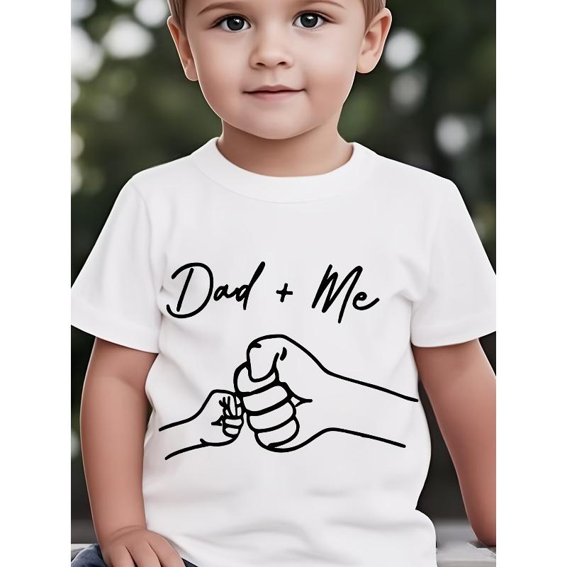 European Sizes New Trendy 'Dad+Me' Letter Print Short-Sleeve T-Shirt, Casual Sports Round-Neck T-Shirt for Boys