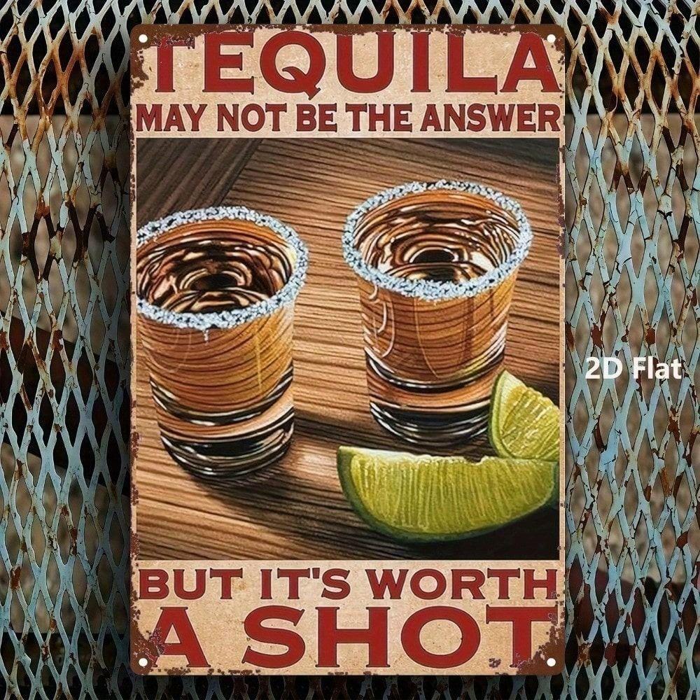 Affiche Métal Vintage Tequila Citron Vert 8x12 Pouces Art Mural pour Bar