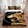 3pcs Golden Tiger Head Bedding Set - 1 Duvet Cover + 2 Pillowcases(Core Not Included), Machine Washable Polyester Yy251216152