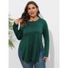 Lente en herfst damesblouse met lange mouwen, grote maten, effen kleur, casual onregelmatig T-shirt, dieptepunt