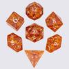 Cusdie Colorful Glass DND Dice 7 Lightning Gemstone Dice Handmade Polyhedral Dice Set with Leather Case for RPG Collection Gift