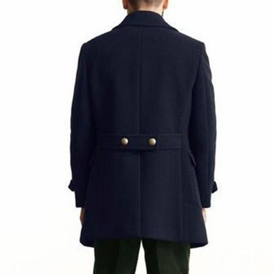 Men Fall Winter Trench Coat Turn-down Collar Double-braested Solid Color Thick Long Sleeve Cardigan Pockets Notch Collar Pockets British Style
