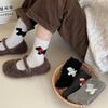 Winter Socks Cartoon Puppy Bow Wool Socks Cute Warm Socks Stacked Socks
