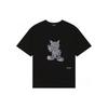 WE11DONE Ss24 Gray Wolf Animal Print Round Neck Short Sleeve T-Shirt Unisex T-Shirt Black WD-TT1-24-765-U-BK