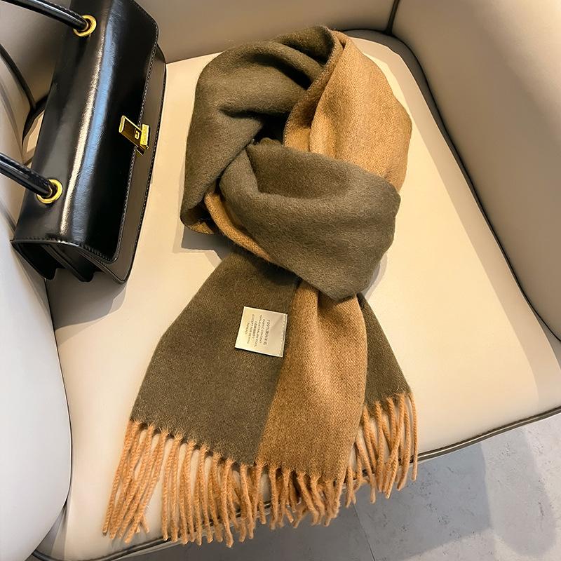 Farbverlauf reine Wolle Schal Damen High-End Geschenk Geschenk Winter Neu Warm Kaschmirschal