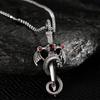 Vintage Silber Drachenschwert Kreuz Anhänger Halskette für Männer und Frauen Gothic Punk Lange Kette Halskette Hip Hop Schmuck