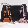Halloween Pumpkin Keychain Faux Leather Pendant, Bag Charm with Key Ring Braided Rope, Decorative Accessory for Backpacks Handbags Purse