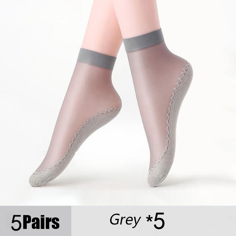 Ultrathin Transparent Socks for Summer Cotton Silk Thin Socks Lady Lace Mesh Elastic Socks Patchwork Crystal Ankle Socks Female Short Socks