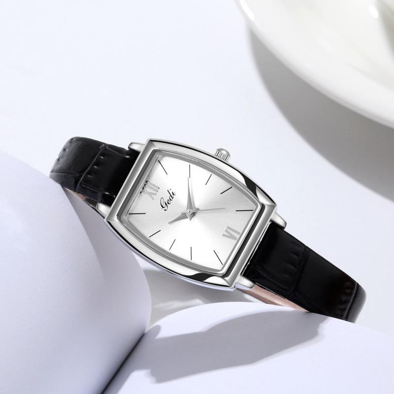 Retro Wine Barrel-Shaped Women'S Watch Simple And High-End Belt Watch Women'S Waterproof Quartz Watch