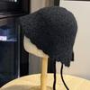 New Style Slit Wavy Edge Versatile Face Showing Small Bucket Hat Travel Lambswool Fisherman Hat