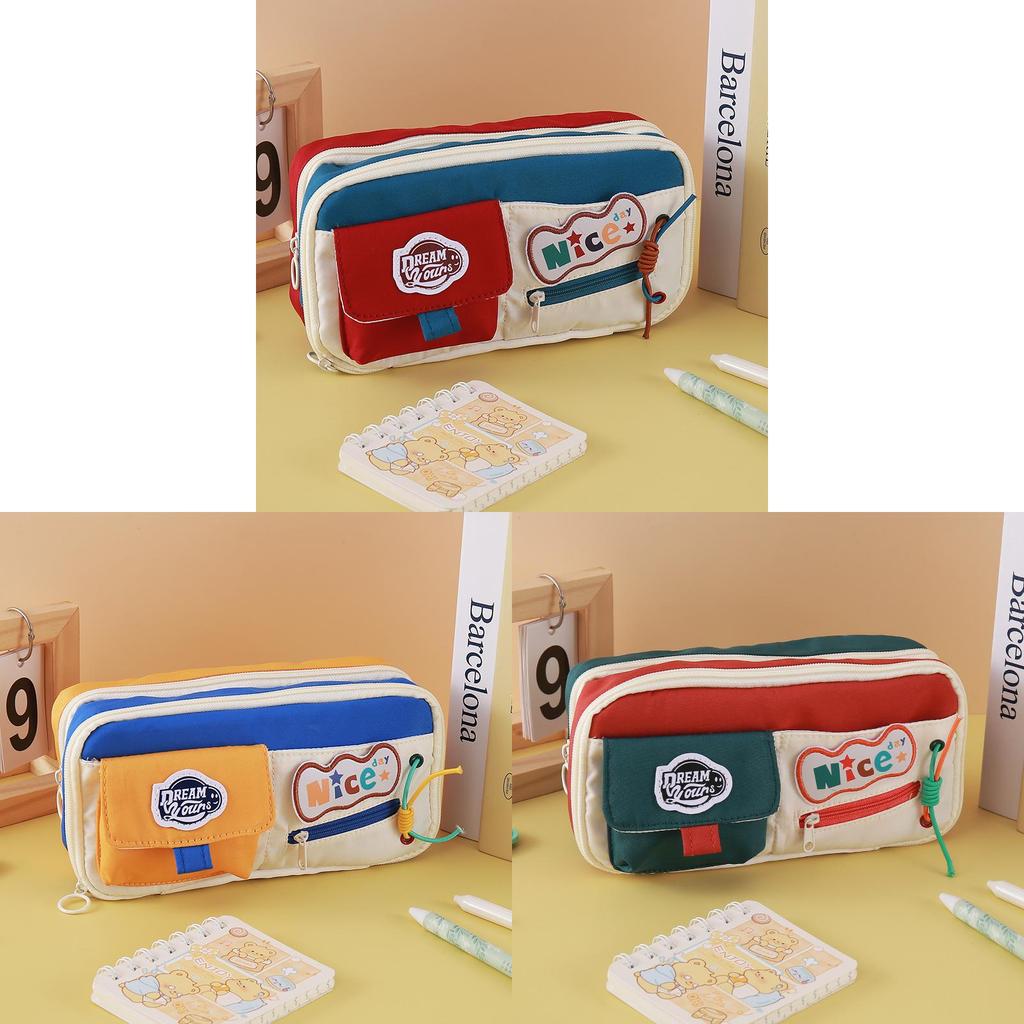 Cute Canvas Pencil Bag With Drawstrings Large Capacity For Students And Girls