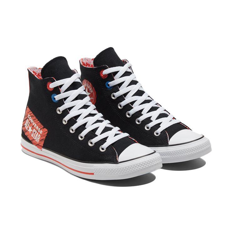 Converse Chuck Taylor All Star Comfortable Versatile High Top Canvas Shoes Unisex Sneakers Black Red 171963C