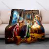 1PC Nativity Scene Three Wise Men Print Believer Pray Blanket Warm Soft Flannel Material Suitable for All Seasons Luxurious Gift