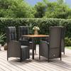 Vidaxl 5-Cz. Juego de Muebles de Jardín con Cojines, Negro, Ratán Sintético