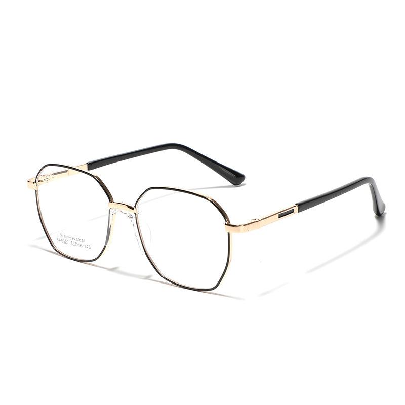 Glasses Polygonal Saddle Nose Pads Can Be Used As Myopia Frame Flat Glasses, Women'S Metal Square Plain Mirrors