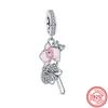 S925 Silver Colorful Zircon Butterfly Flower Leaf Bouquet Ferris Wheel Love Beads Fit Original  Charm Bracelet DIY Jewelry