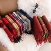 Efterår og Vinter Dame Cashmere Tekstur Juleternet Tørklæde Med Avanceret Varme, Imitation Cashmere Ankola Rødt Tørklæde, Sjal