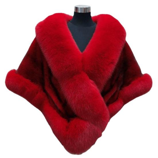 Thickened Warm Solid Color Loose Fit Fluffy Faux Fur Shawl Winter Wedding Bridal