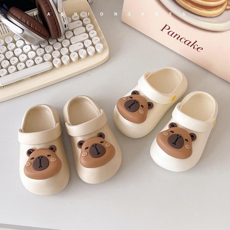kids Slippers Summer Boys Girls Anti-slip Wearable Cute Baby Cartoon Bear Hole Shoes Wholesale Toddler Sandals