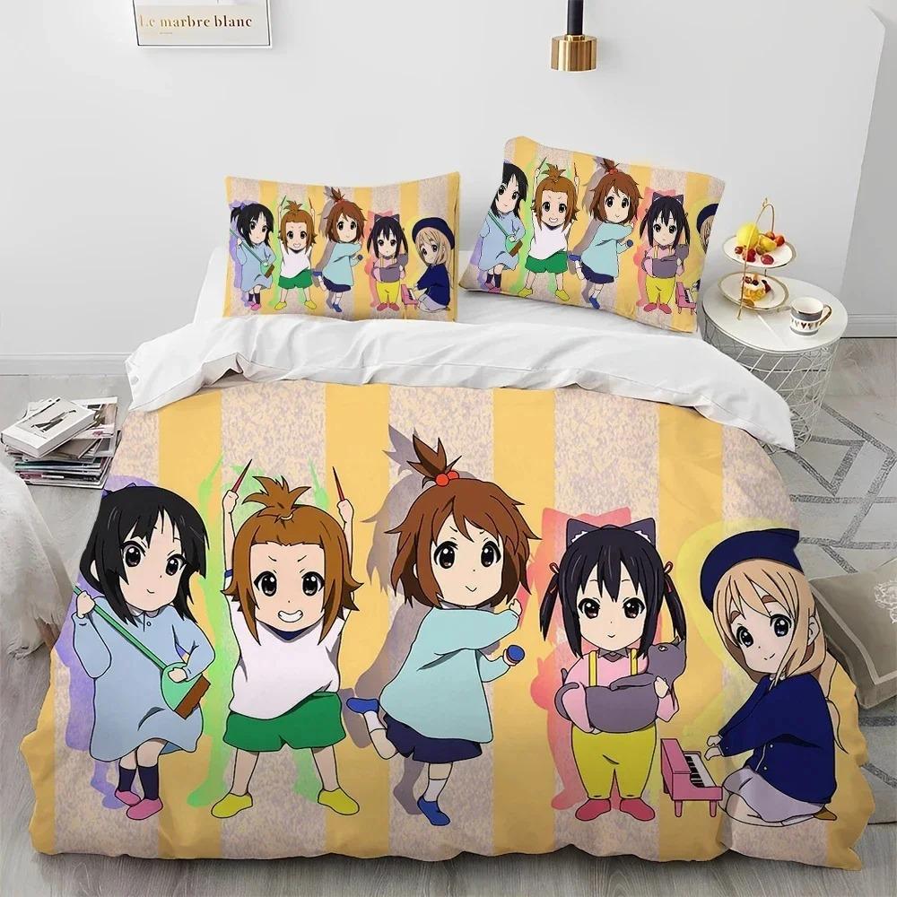 K-ON Kawai Young Girls Anime Beding Set For Bedrom Soft Modern Bedspreads Comefortable Children Kids Soft Duvet Cover Comfortable Quilt Cover And