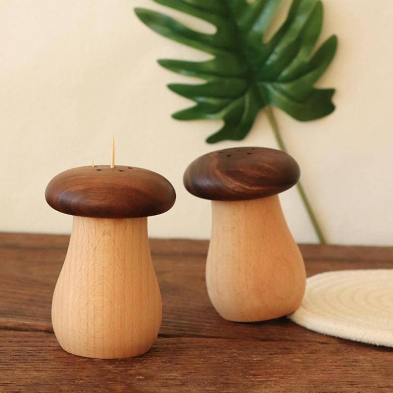 Pilz Zahnstocher Halter Zahnstocher Box Haushalt Holz Zahnstocher Box Niedliche Pilz Zahnstocher Glas Tisch Dekoration