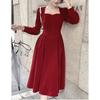 Little black dress golden velvet dress women's new temperament waist celebrity style dress
