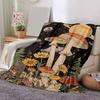 1pc Mushroom Printing Lightweight Flannel Blanket, Comfortable and Warm Blanket, for Camping Sofa Bed and Couch Office, Gift
