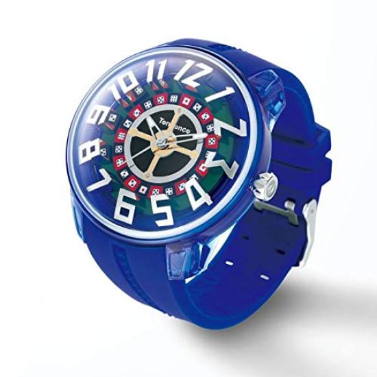 Tendence Unisex Watch King Dome DICE TY023012 Rotating Casino Dial, Nylon Case, Silicone Band, Blue, 50mm, Quartz, 5 ATM Water