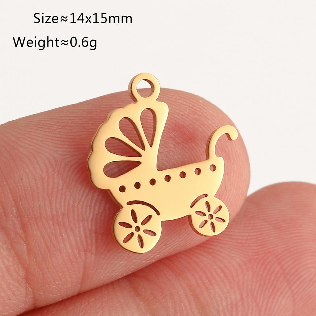 5Pcs Baby Footprint/Heart/ Air Balloon Charms Stainless Steel DIY Love Pendants Fadeless Jewelry Making for Necklace Earring