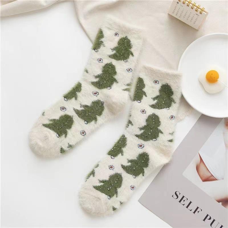 Calzini Colorati a Righe da Donna Autunno Inverno Calzino da Pavimento in Pile di Visone Morbido Spesso Peluche Calzini da Interno Femminili Soffici