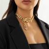 Women Necklace Fine Punk Lock Link Chain Retro Party Necklace Adjustable Belt Buckle Design