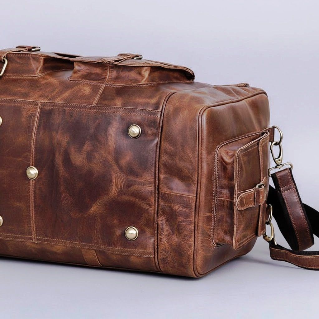 Leather Duffle Bag Handmade Leather Weekender Gym Bag Travel Bag Overnight Bag, Leather Holdall Bag Men Vacation Duffel Bag Gift for Him