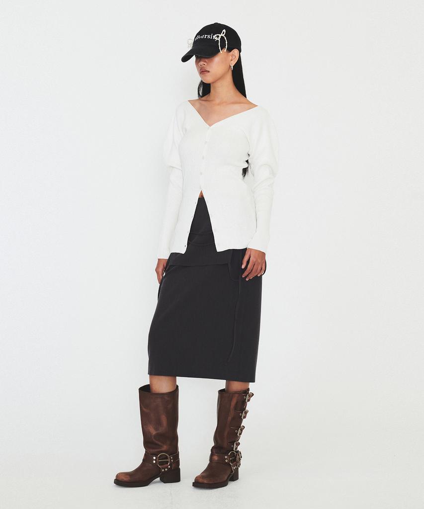 Daiaegeuneol V Neck Silhouette Cardigan (Ivory)