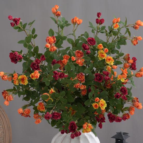Künstliche Blume, langer Zweig, künstliche Rose, realistische helle Farben, nicht verblassende Kunstseidenblume für Heimdekoration