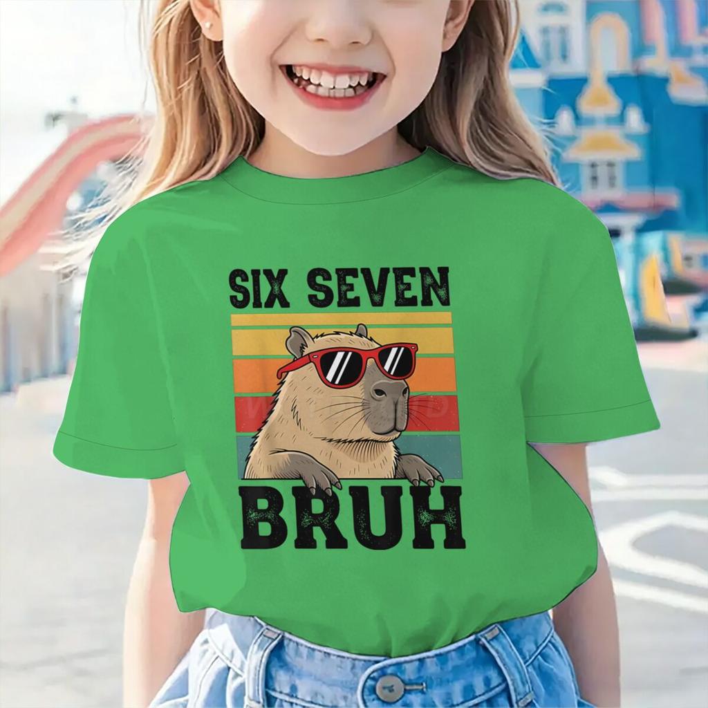 Kids T-Shirt Six Seven 67 Meme Graphic Print Boy and Girl Tees Top Summer Short Sleeve O Neck Casual Outdoor Kids Clothing