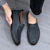 Men's Large Leather Slip-On Loafers: Summer Breathable Hollow Design Driving Shoes