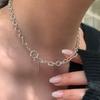 Melliv Silver SR Decoration Bold High-Band Combination Chain Necklace_mvn34