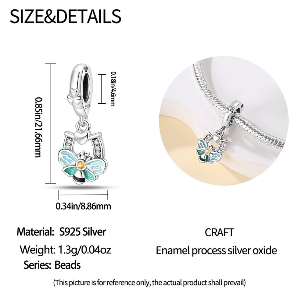 Genuine Copper Charm Luxurious Heart Animal Blue Bee Flower Bead Fits Bracelets DoItYourself Women Crafting Delicate Gifts